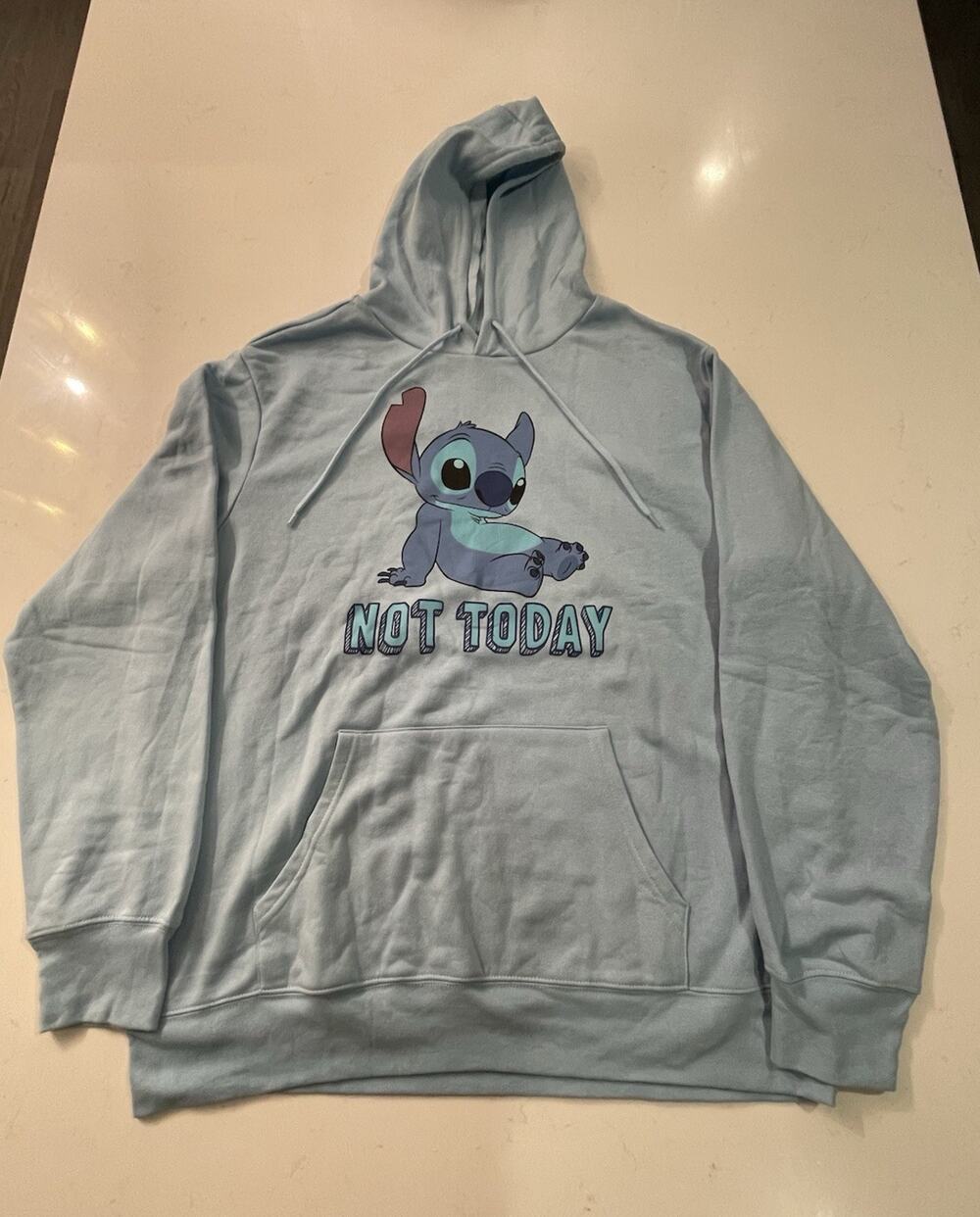 Disney Lilo and Stitch Hoodie Mens XL Not Today Light Blue Graphic Sweatshirt